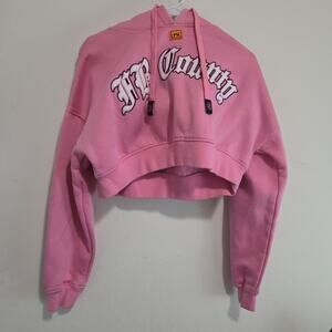 FB County Cropped Old School Hoodie Fleece Sweater Size L